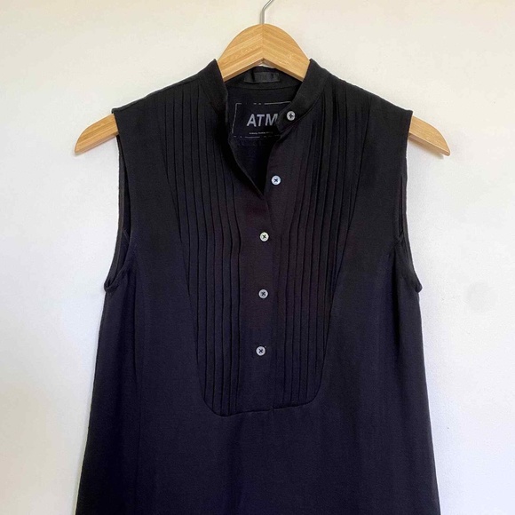 ATM ANTHONY THOMAS MELILLO SLEEVELESS TUXEDO DRESS BLACK - Picture 3 of 7